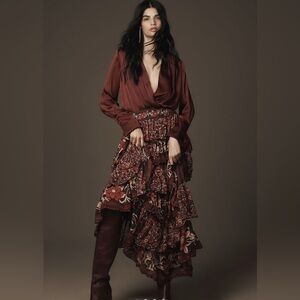 Farm Rio Floral Tiered Maxi Skirt